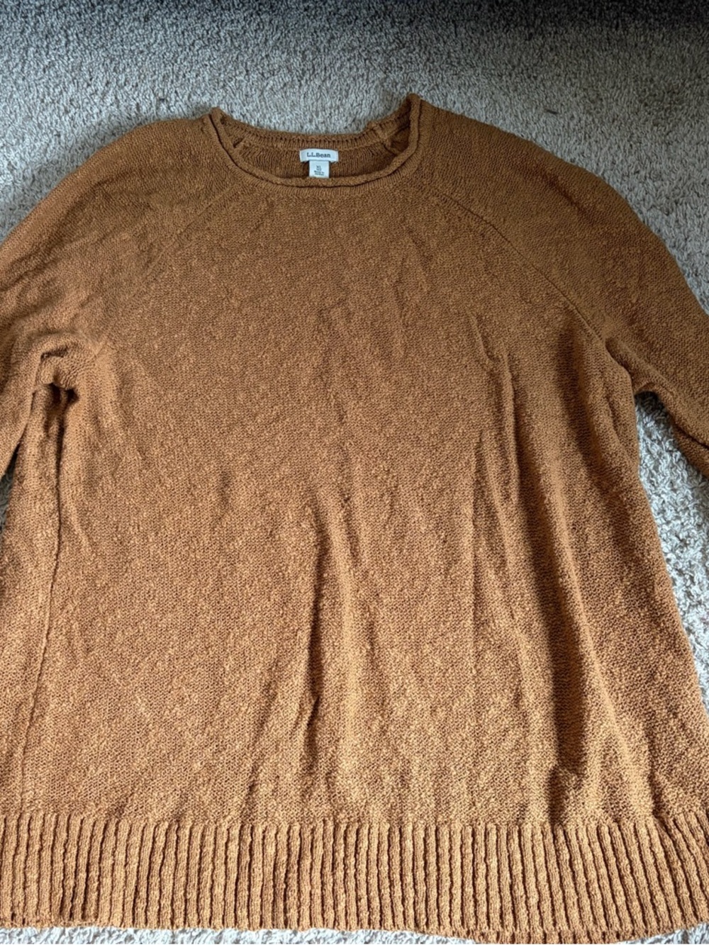 L.L. Bean Brown Cotton Slub Roll Neck Sweater
